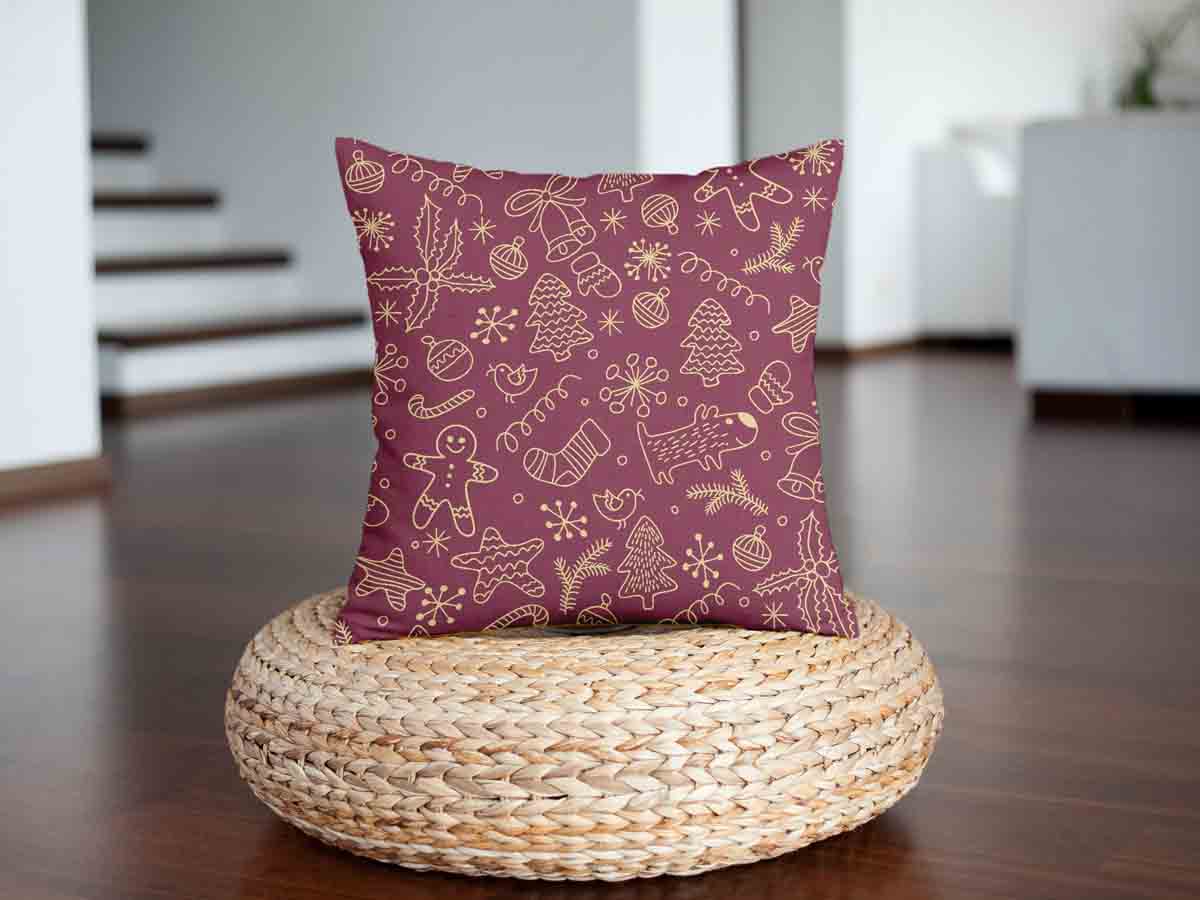 Coussin de santé rouge avec motifs de Noël amusants