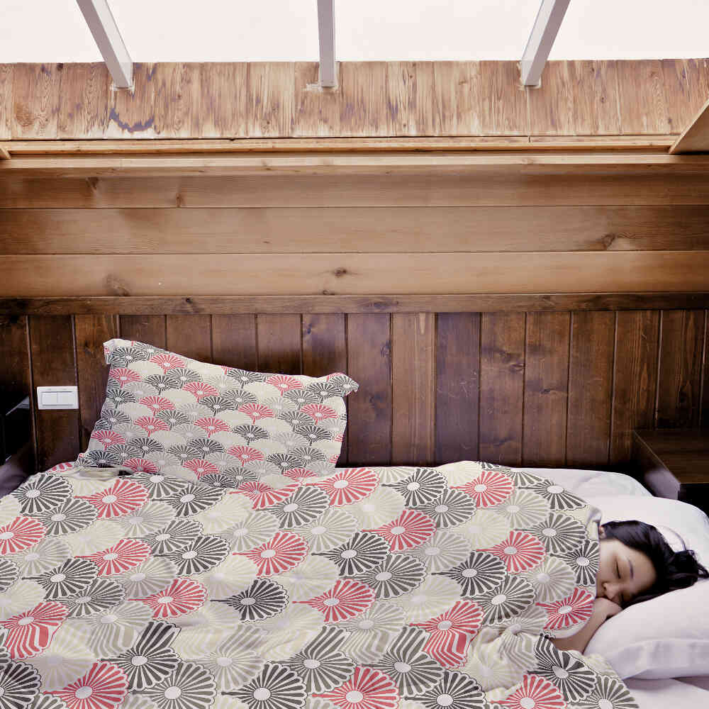 Couverture thérapeutique originale - Housse en coton fleurs abstraites colorées