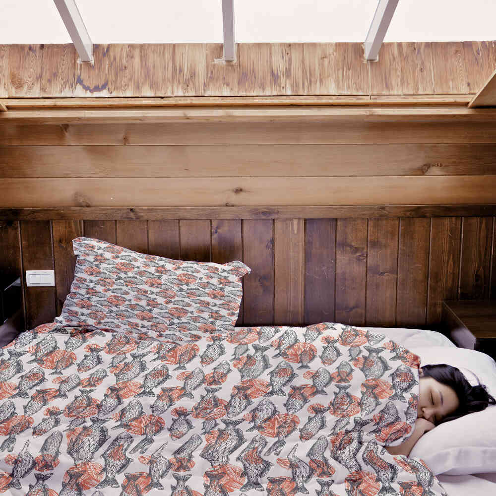 Original Therapiedecke - Ensemble de literie en coton Poissons gris