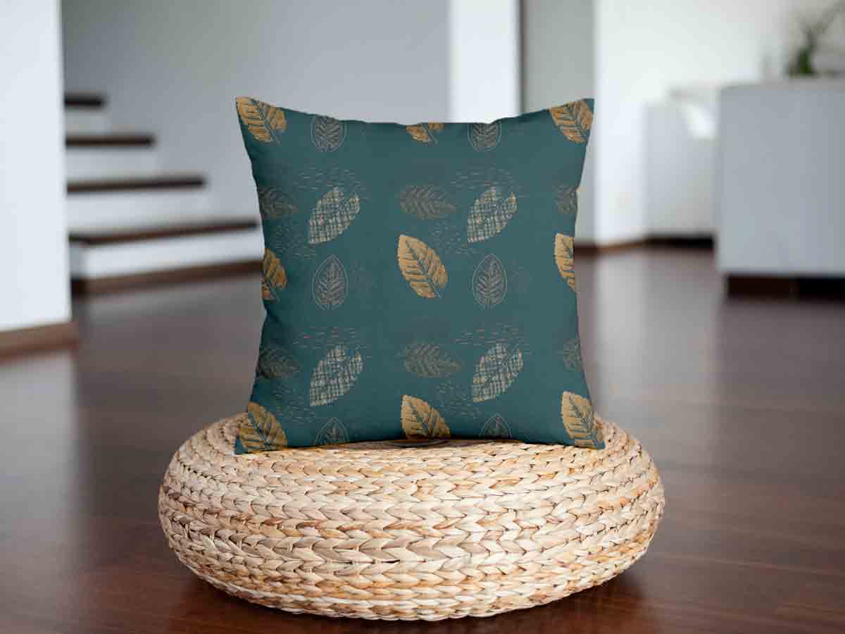 Coussin de santé vert avec feuille dorée