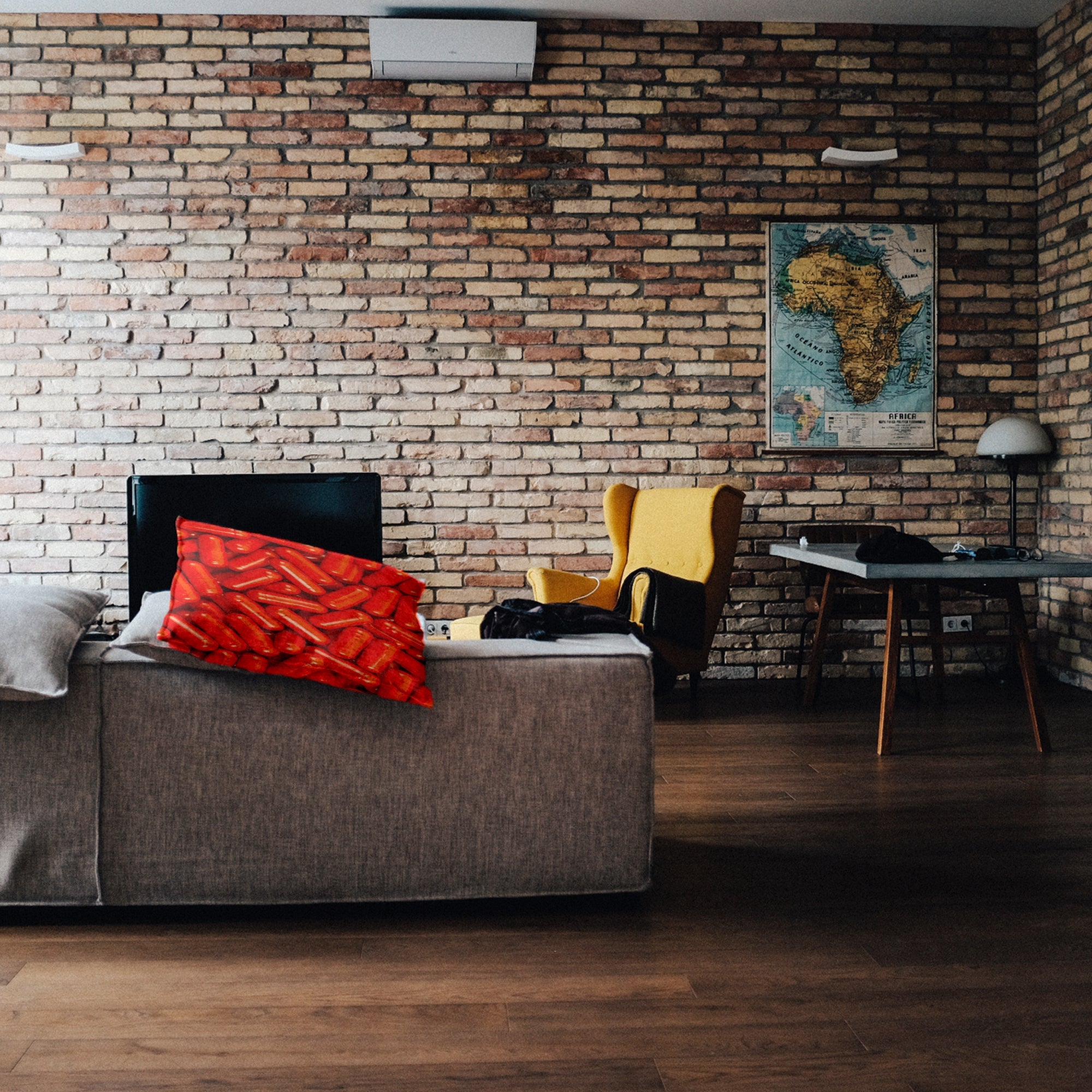 Coussin de santé rouge comprimés