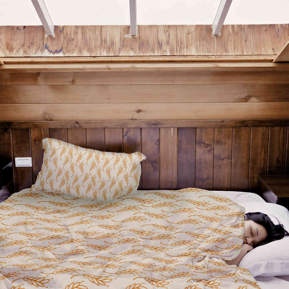 Couverture thérapeutique originale - Housse en coton blanc avec blé jaune