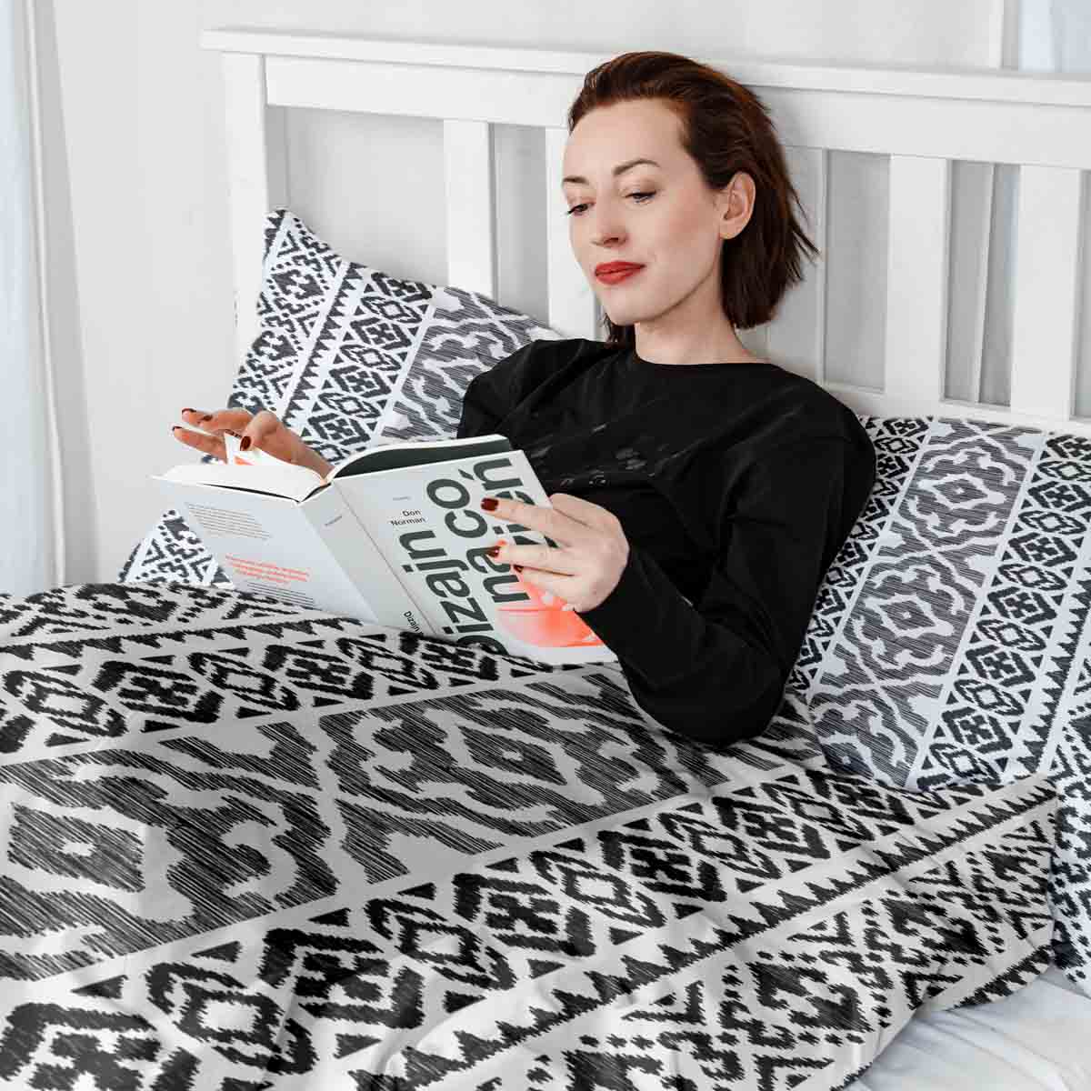 Original Therapiedecke - Ensemble de literie en coton avec formes noires
