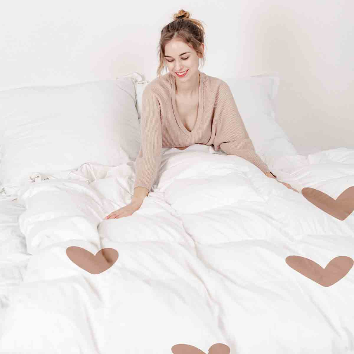 Couette thérapeutique Ensemble de literie blanc avec petits cœurs
