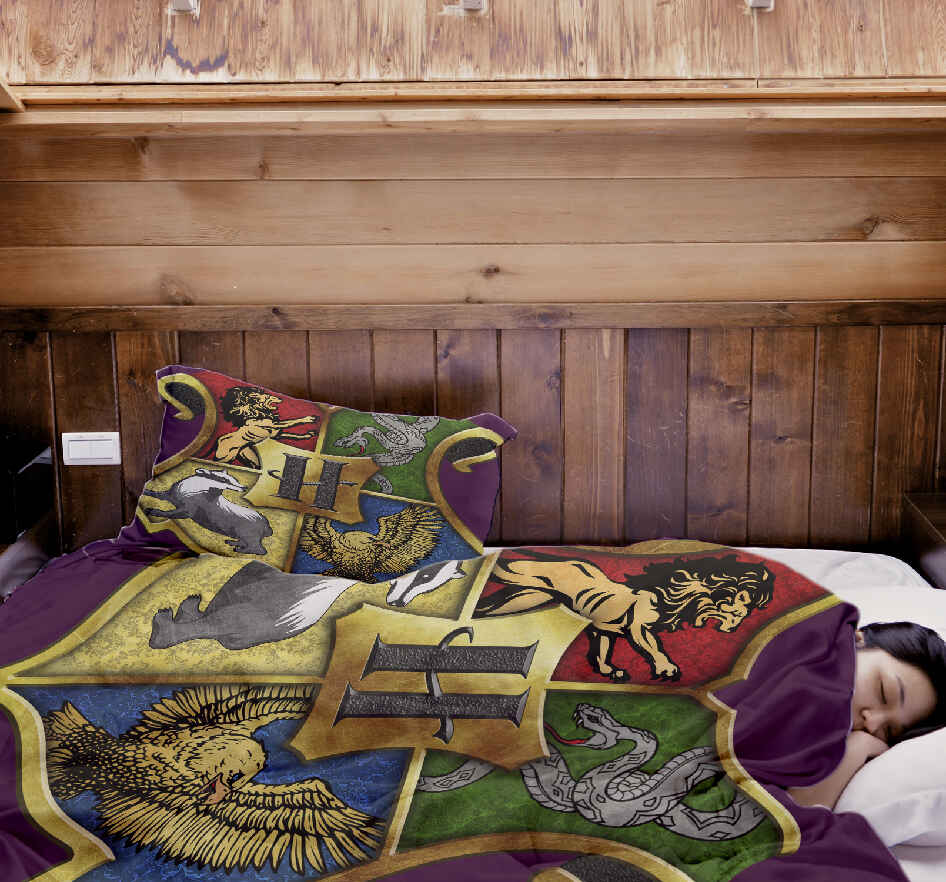Couverture thérapeutique originale - Housse en coton des maisons de Poudlard