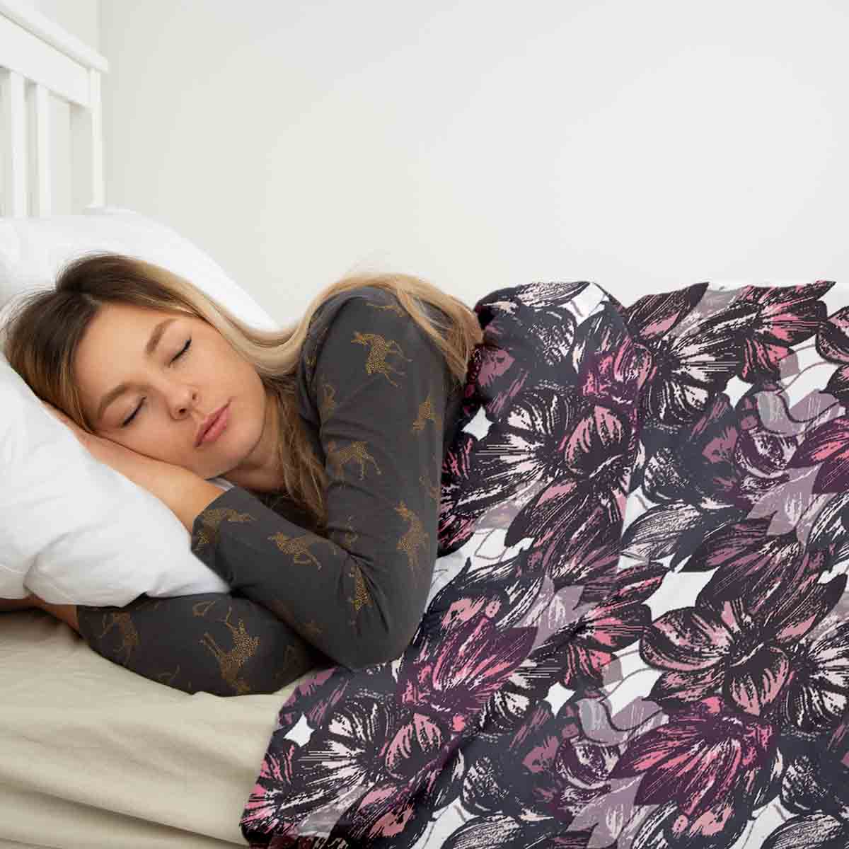 Original Therapiedecke - Ensemble de literie en coton Mer de fleurs violettes
