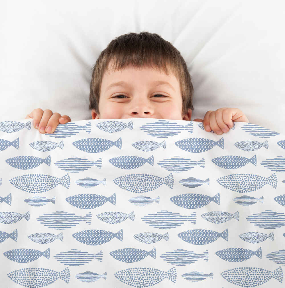 Original Therapiedecke - Ensemble de literie en coton poissons bleus