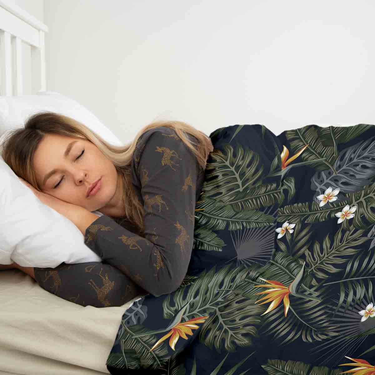 Couverture thérapeutique originale - Housse en coton forêt tropicale