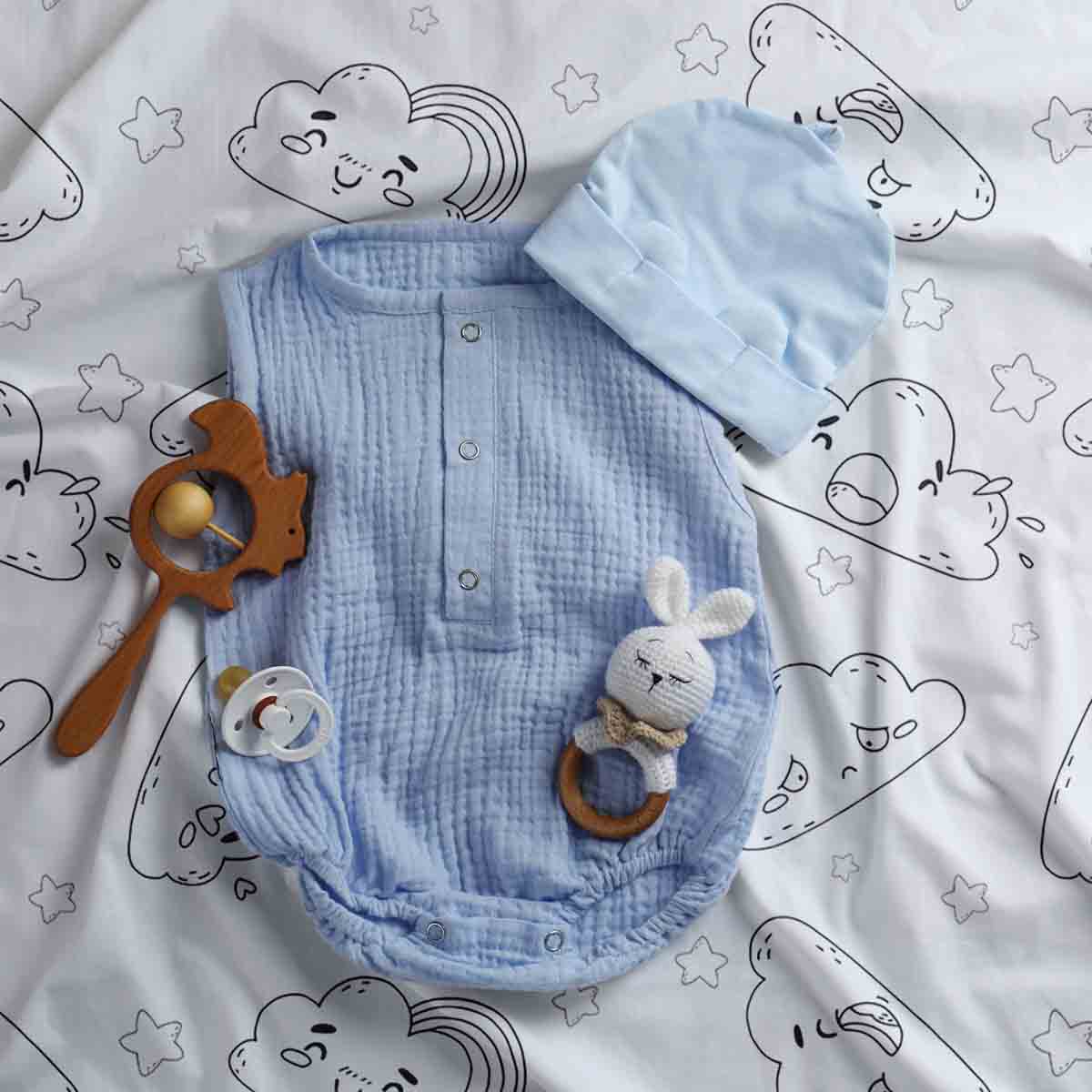 Couverture thérapeutique originale - Housse en coton blanche avec des nuages amusants