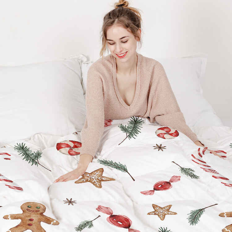 Couverture thérapeutique Ensemble de linge de lit blanc Temps de Noël