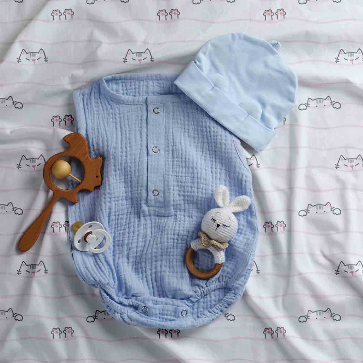 Original Therapiedecke - Ensemble de literie en coton Blanc avec petits chats