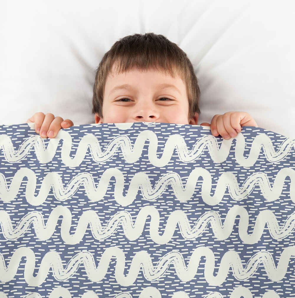 Original Therapiedecke - Ensemble de literie en coton bleu avec vagues blanches