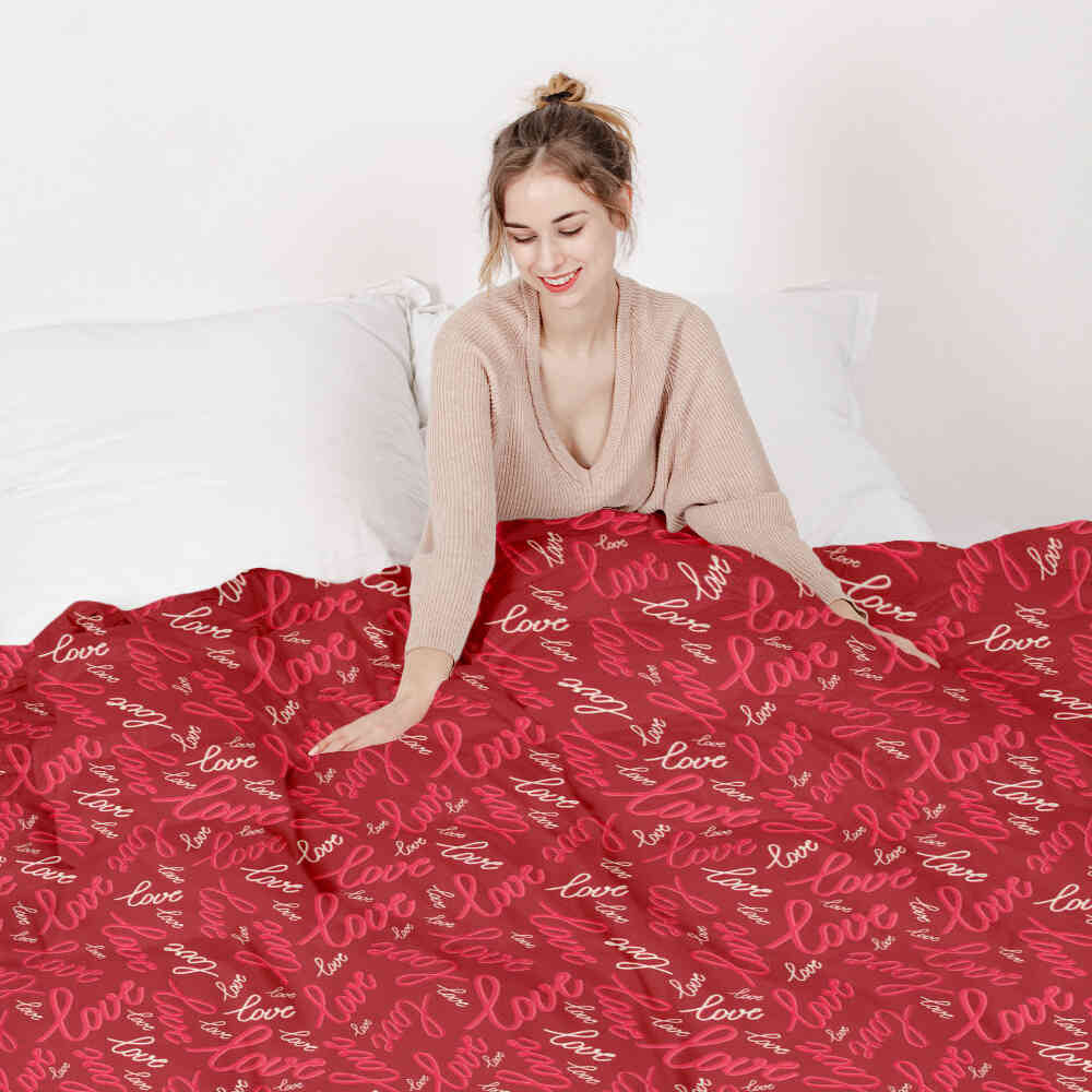 Couverture thérapeutique originale - Housse en coton Love Love Love