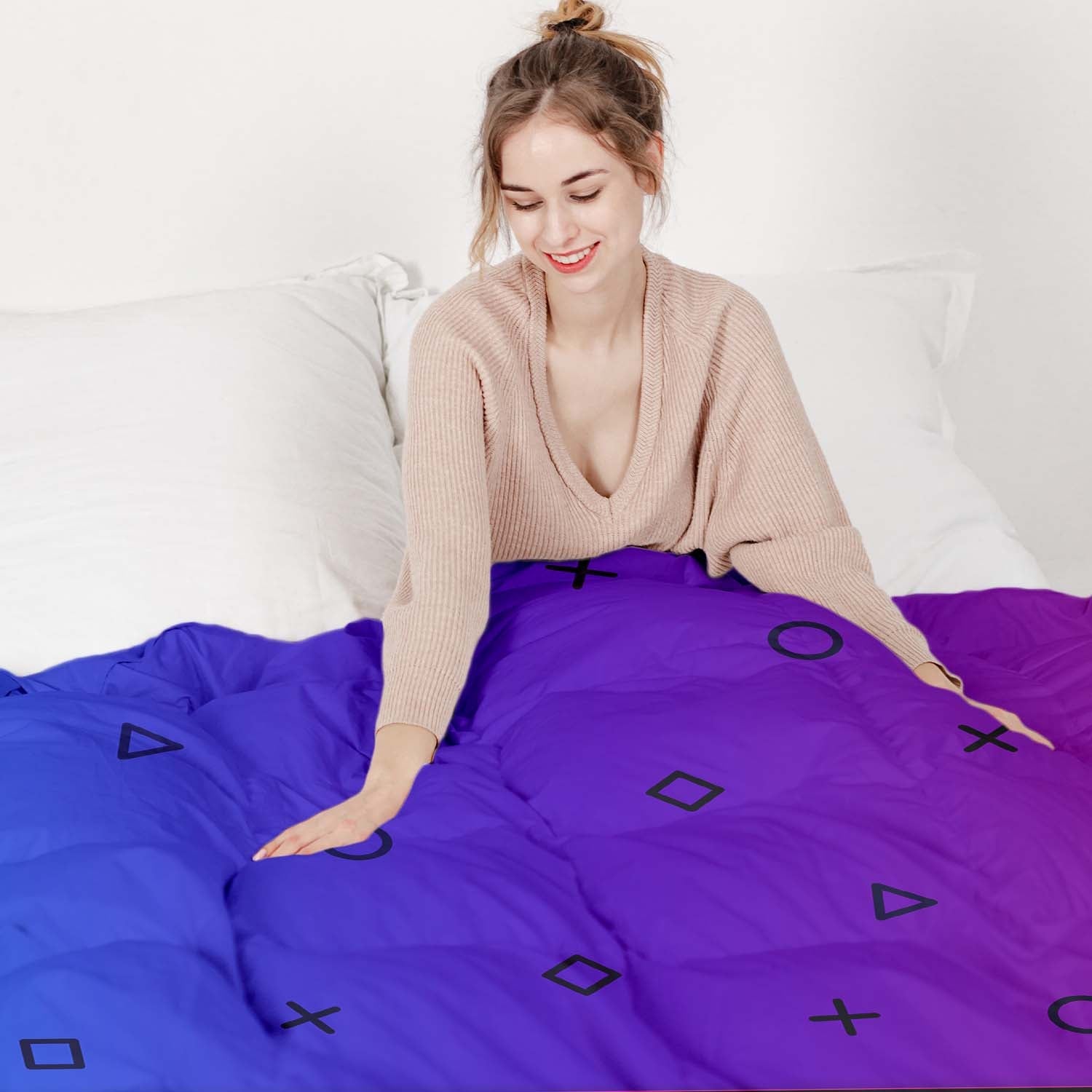 Original Therapiedecke - Ensemble de literie en coton Violet avec formes