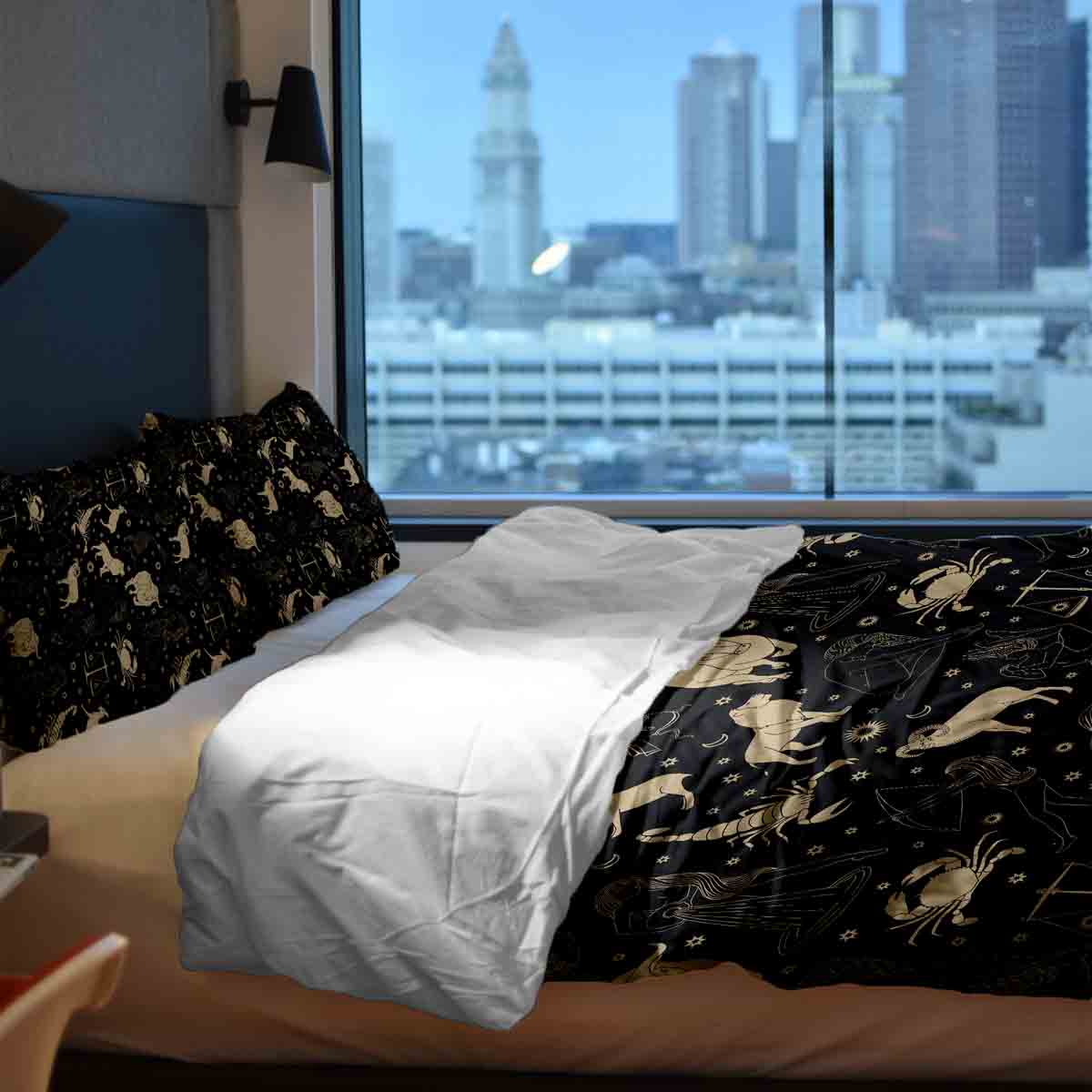 Couverture thérapeutique originale - Housse en coton noire avec constellations