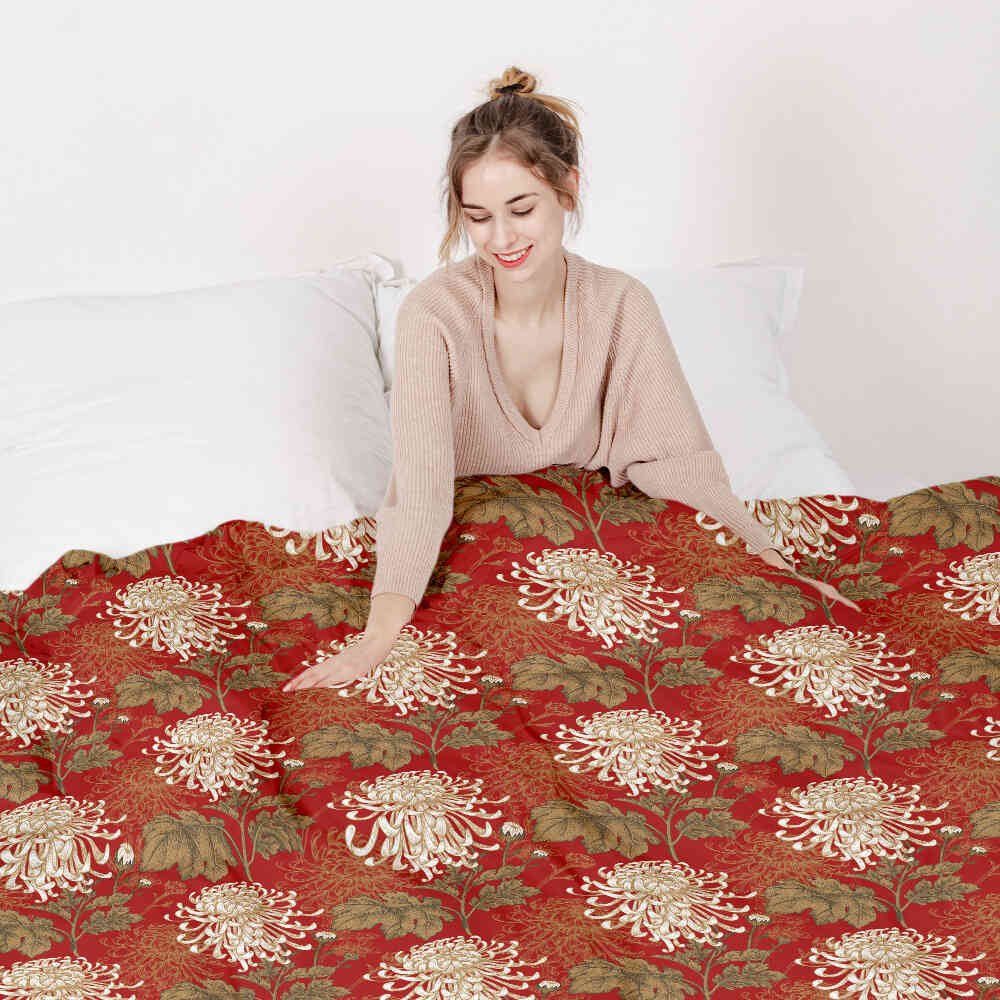 Original Therapiedecke - Ensemble de literie en coton Rouge grande fleur