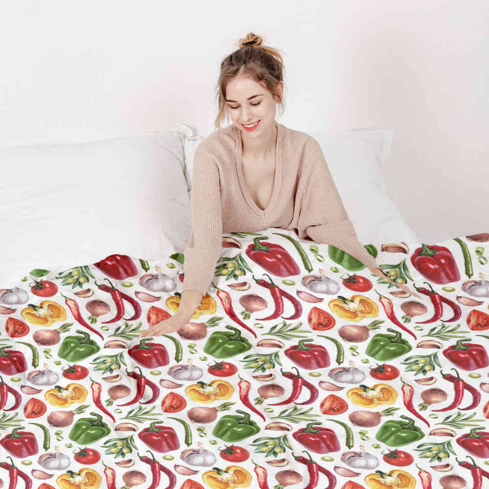 Couverture Thérapeutique Originale TD - Ensemble de Literie en Coton avec Légumes