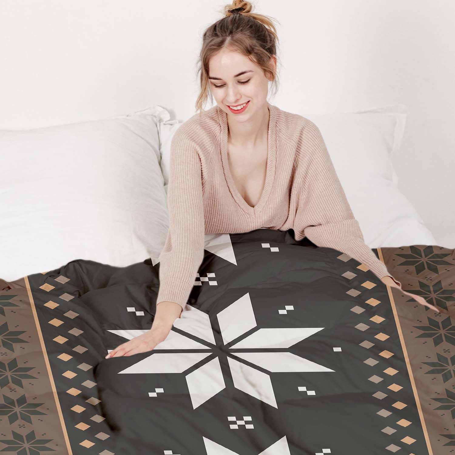 Original Therapiedecke - Ensemble de literie en coton rayé avec étoiles