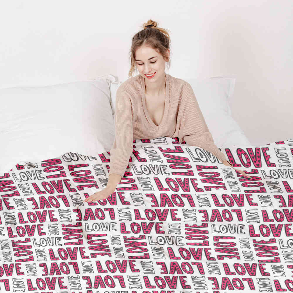 Couverture thérapeutique originale - Housse en coton blanc L.O.V.E