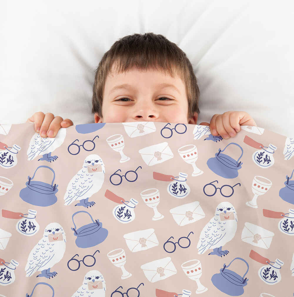 Couverture thérapeutique originale - Housse en coton avec la chouette de Harry