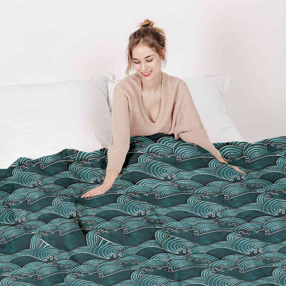 Couette thérapeutique Ensemble de linge de lit Vagues turquoise-vert
