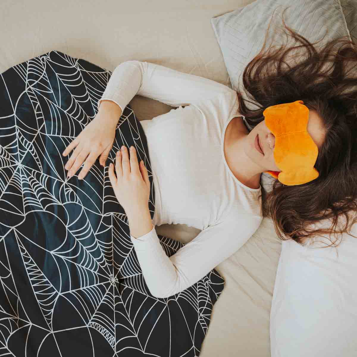 Couverture thérapeutique originale - Housse en coton noire avec toile d'araignée