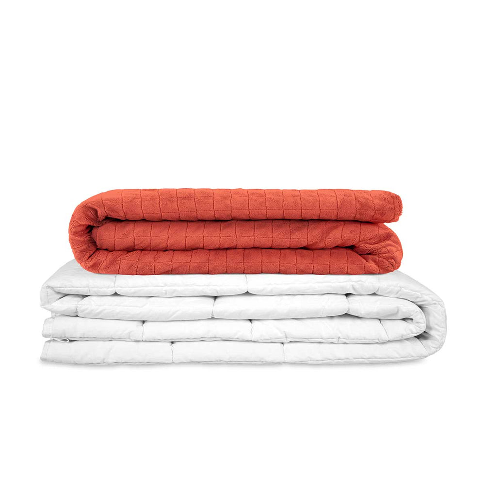 Couverture thérapeutique originale - Couverture pondérée avec housse 4 saisons en rouge pour adultes