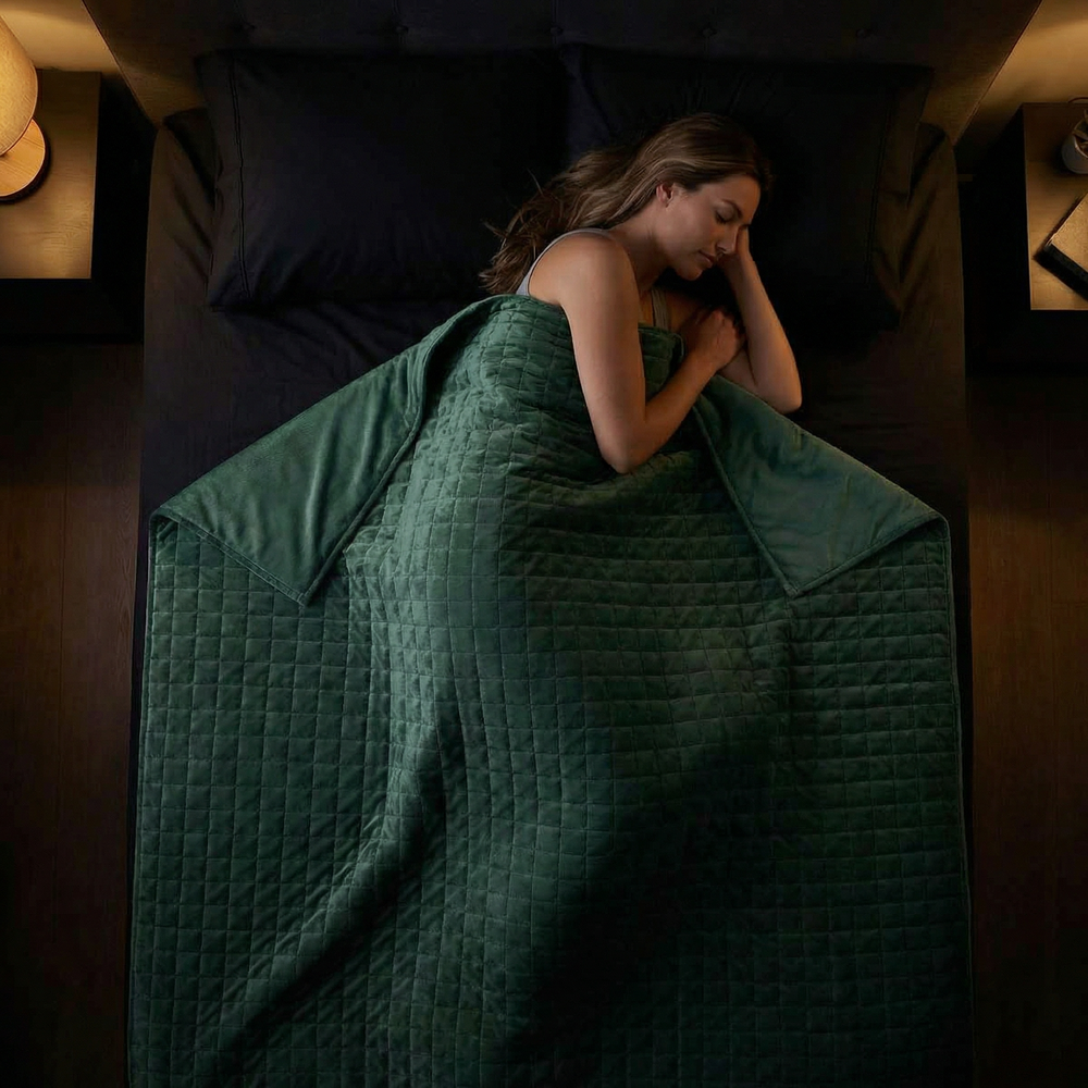 Couverture thérapeutique originale - Couverture pondérée avec housse 4 saisons en vert menthe pour adultes