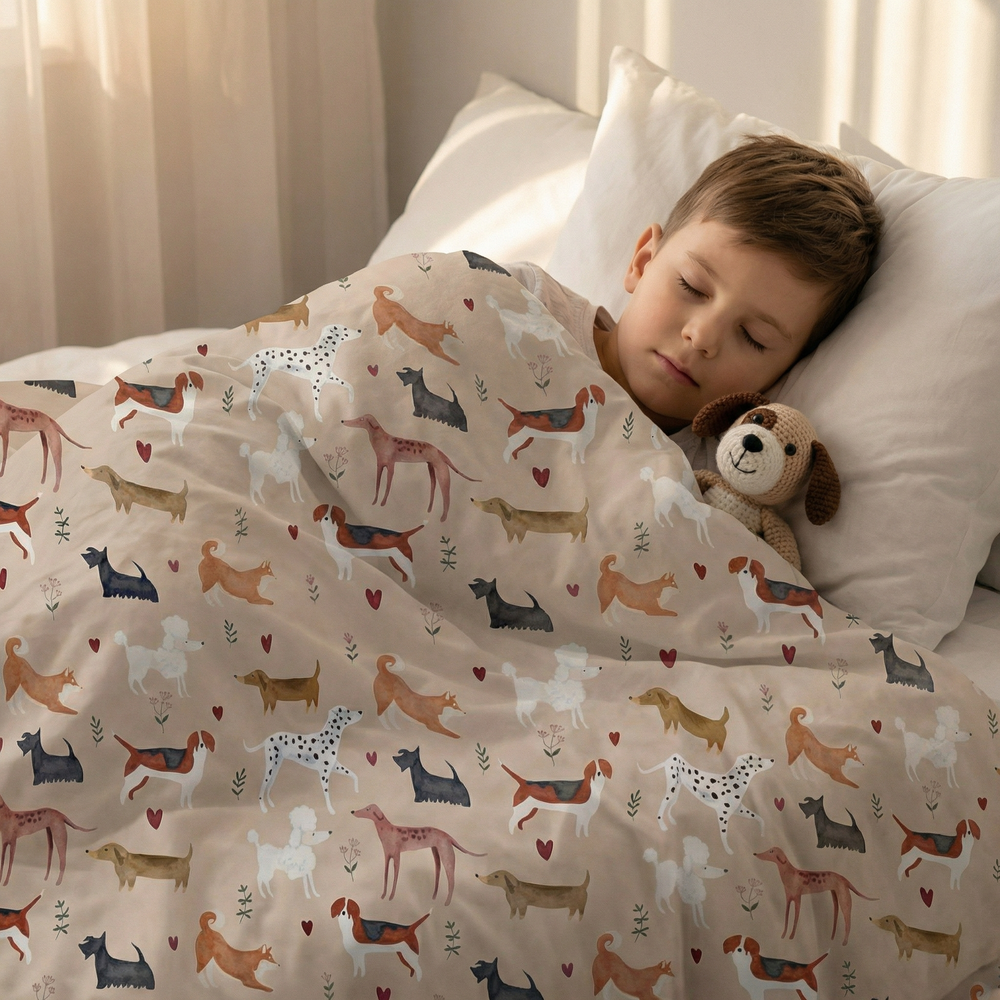 Couverture thérapeutique originale - Couverture pondérée motif chiens avec housse en coton pour enfants
