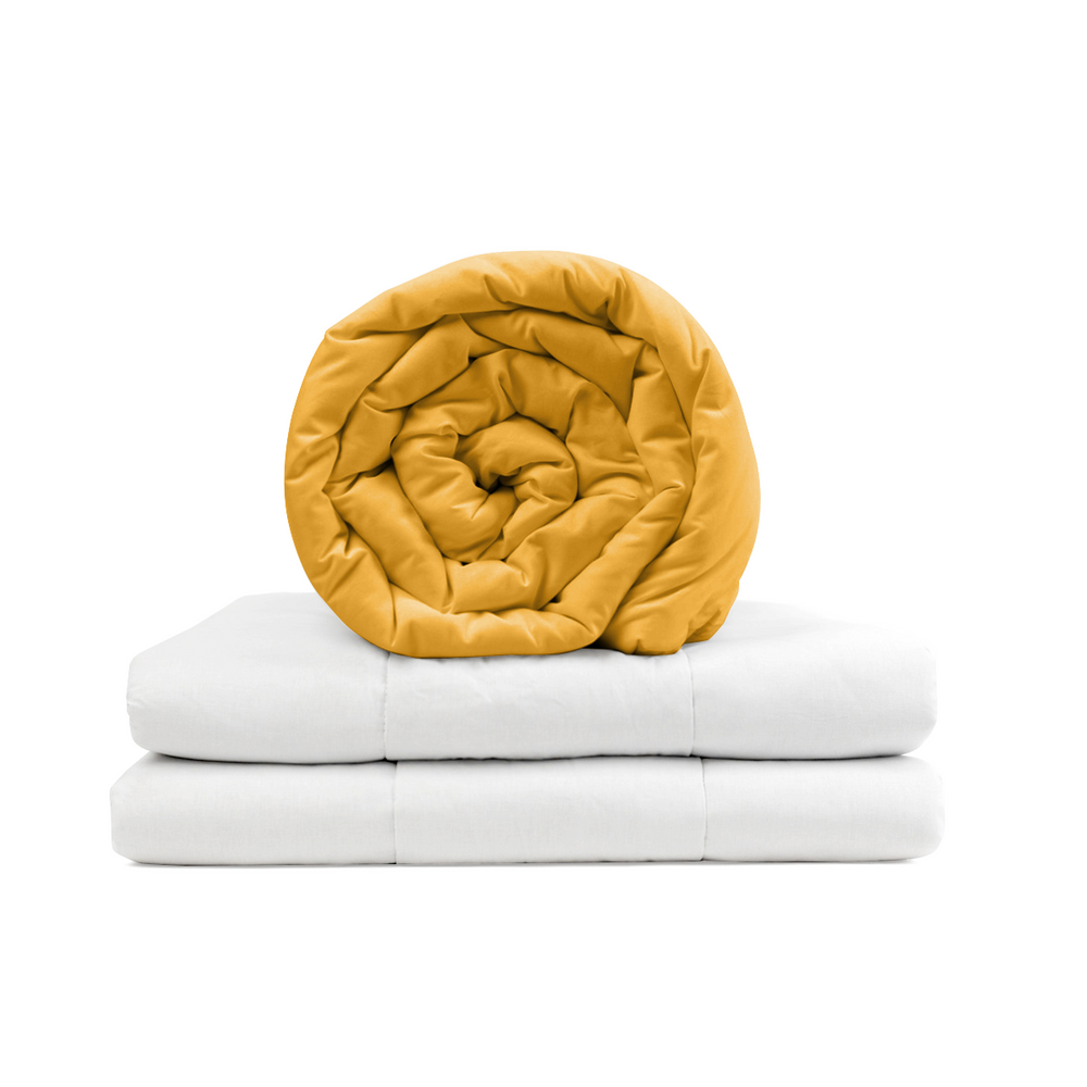 Couverture thérapeutique originale - Couverture pondérée avec housse en coton jaune pour adultes