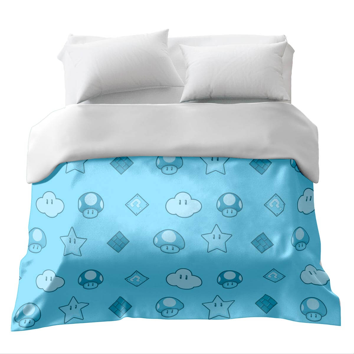 Couverture thérapeutique originale - Housse en coton Champignons Bleu clair