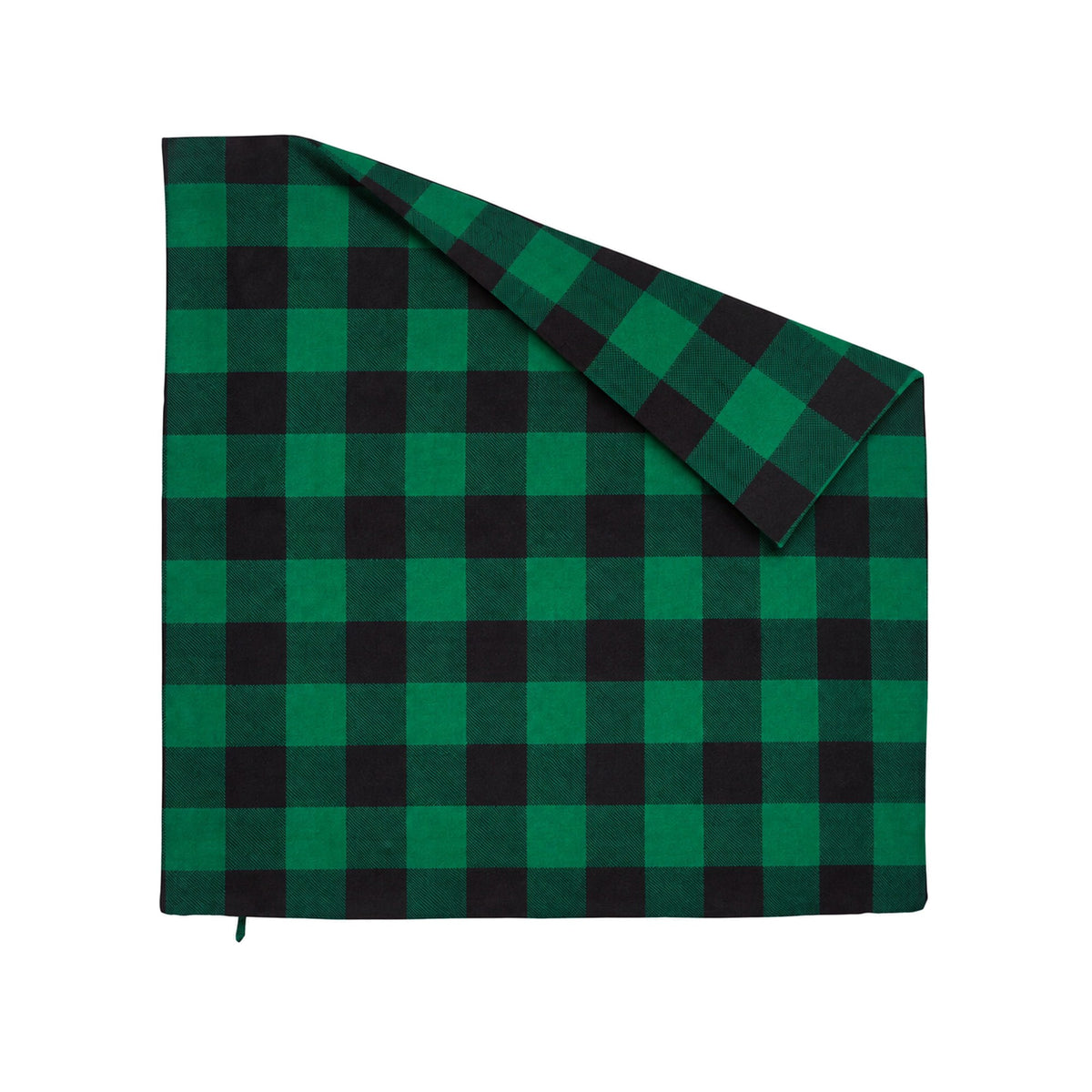 Housse de coussin en flanelle à carreaux verts, housse vide avec un coin rabattu