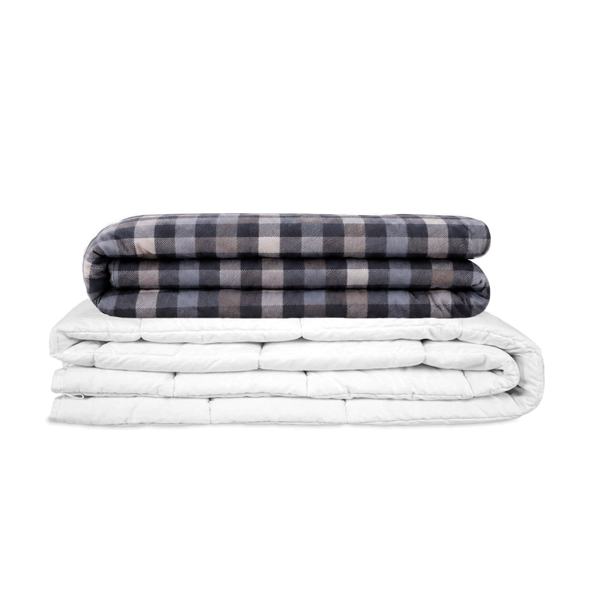 Couverture de thérapie originale - Couverture lestée avec housse en flanelle à carreaux gris pour adultes