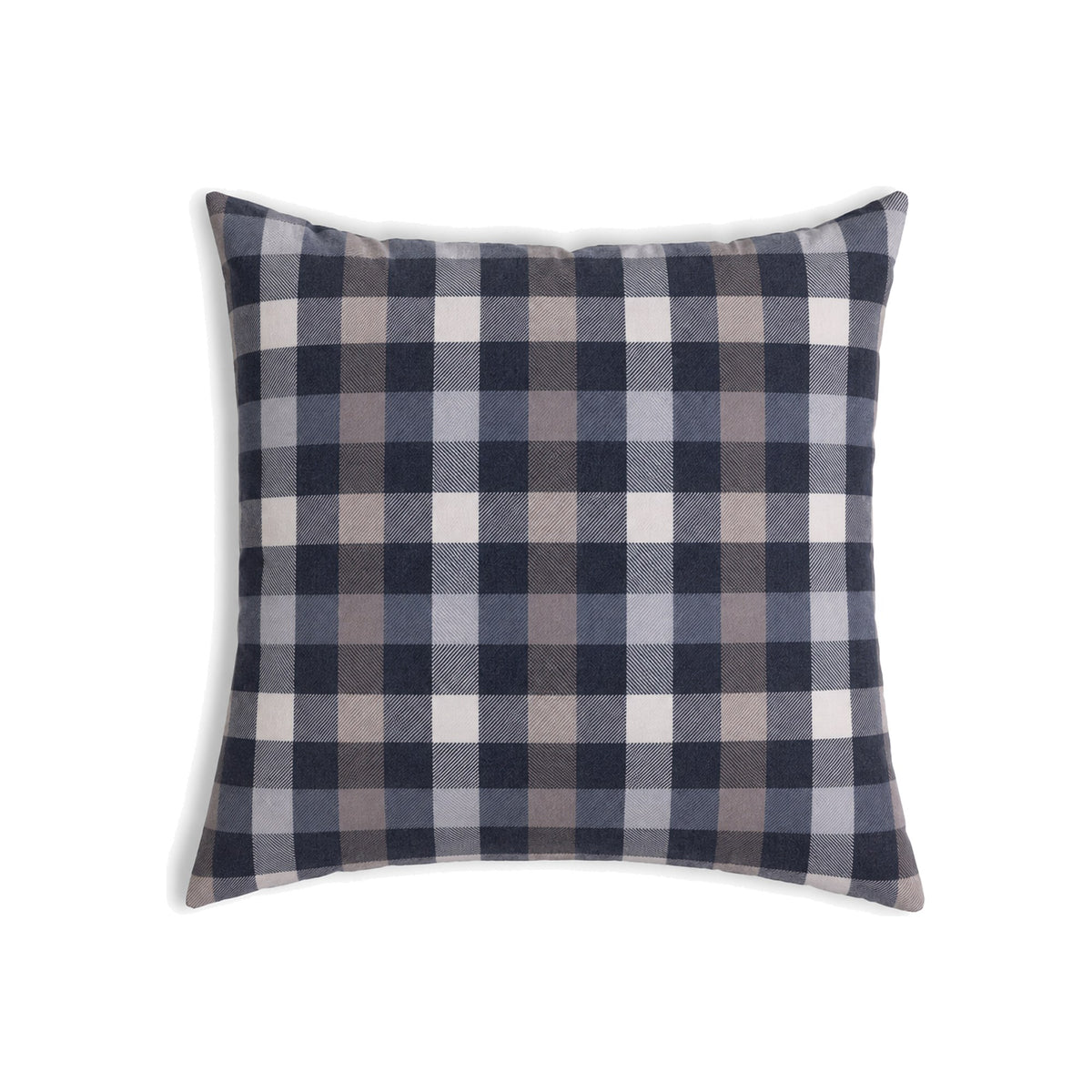 Housse de coussin en flanelle à carreaux gris, coussin carré