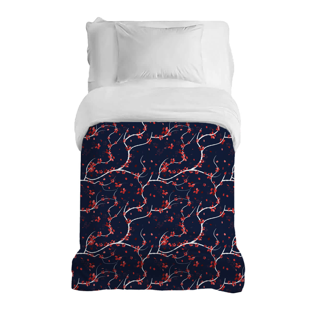 Couverture thérapeutique originale - Housse en coton Fleurs de cerisier rouges