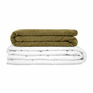 Couverture thérapeutique originale - Couverture pondérée avec housse 4 saisons en vert olive pour adultes
