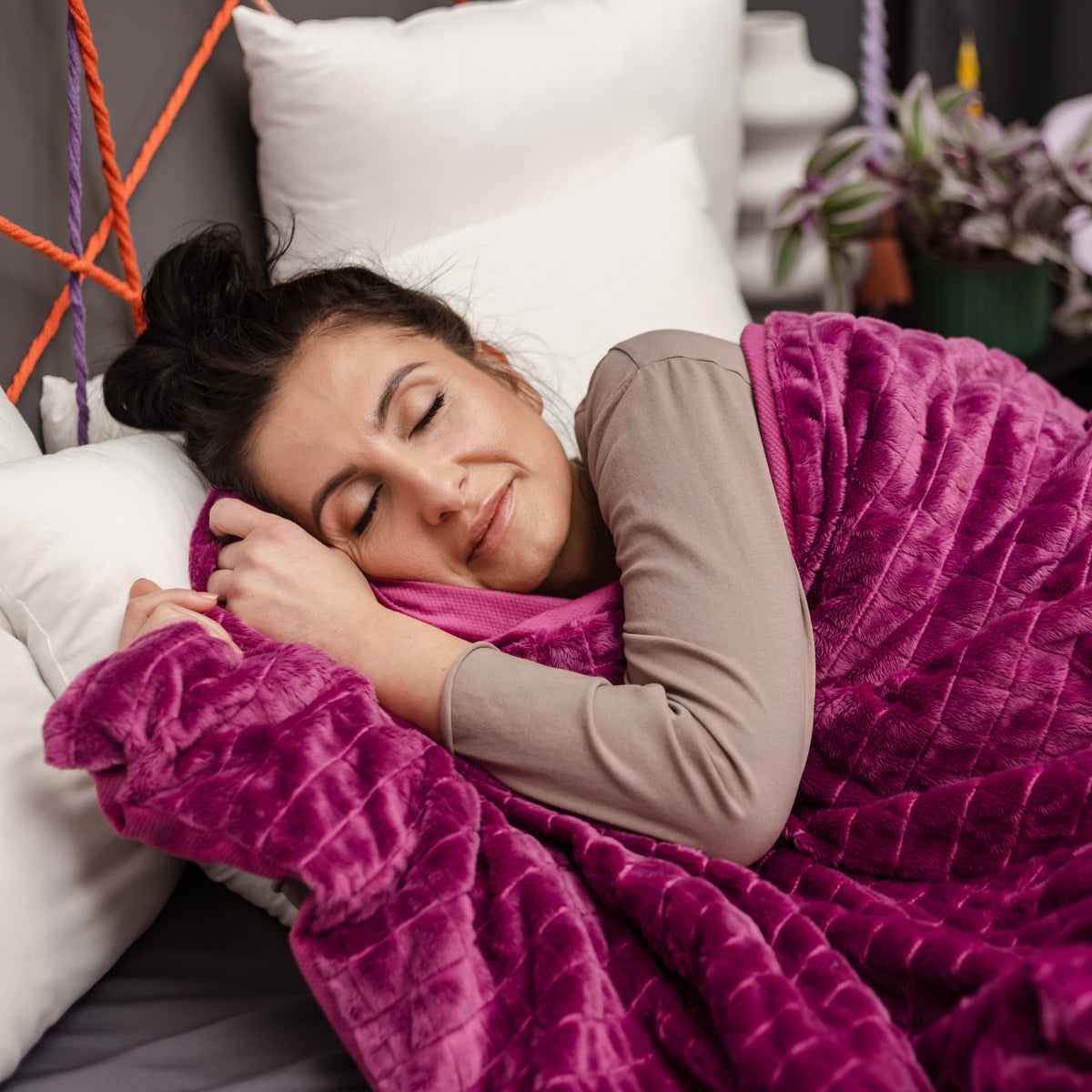 Couverture thérapeutique originale - Housse 4 saisons en violet