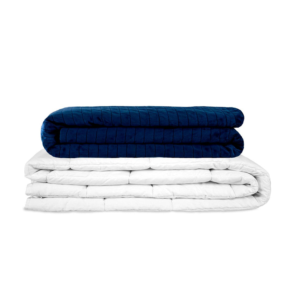 Couverture thérapeutique originale - Couverture pondérée avec housse 4 saisons en bleu pour enfants