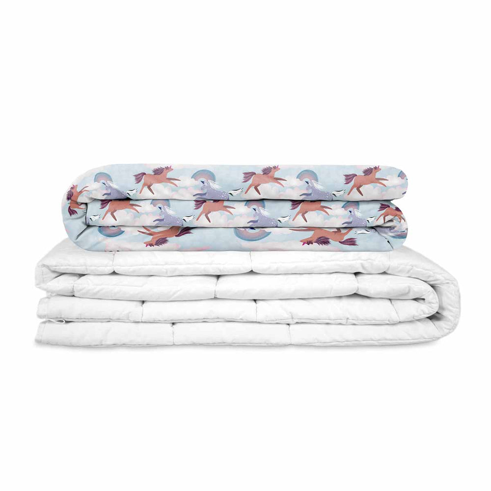 Couverture thérapeutique originale - Couverture pondérée motif chevaux avec housse en coton pour enfants
