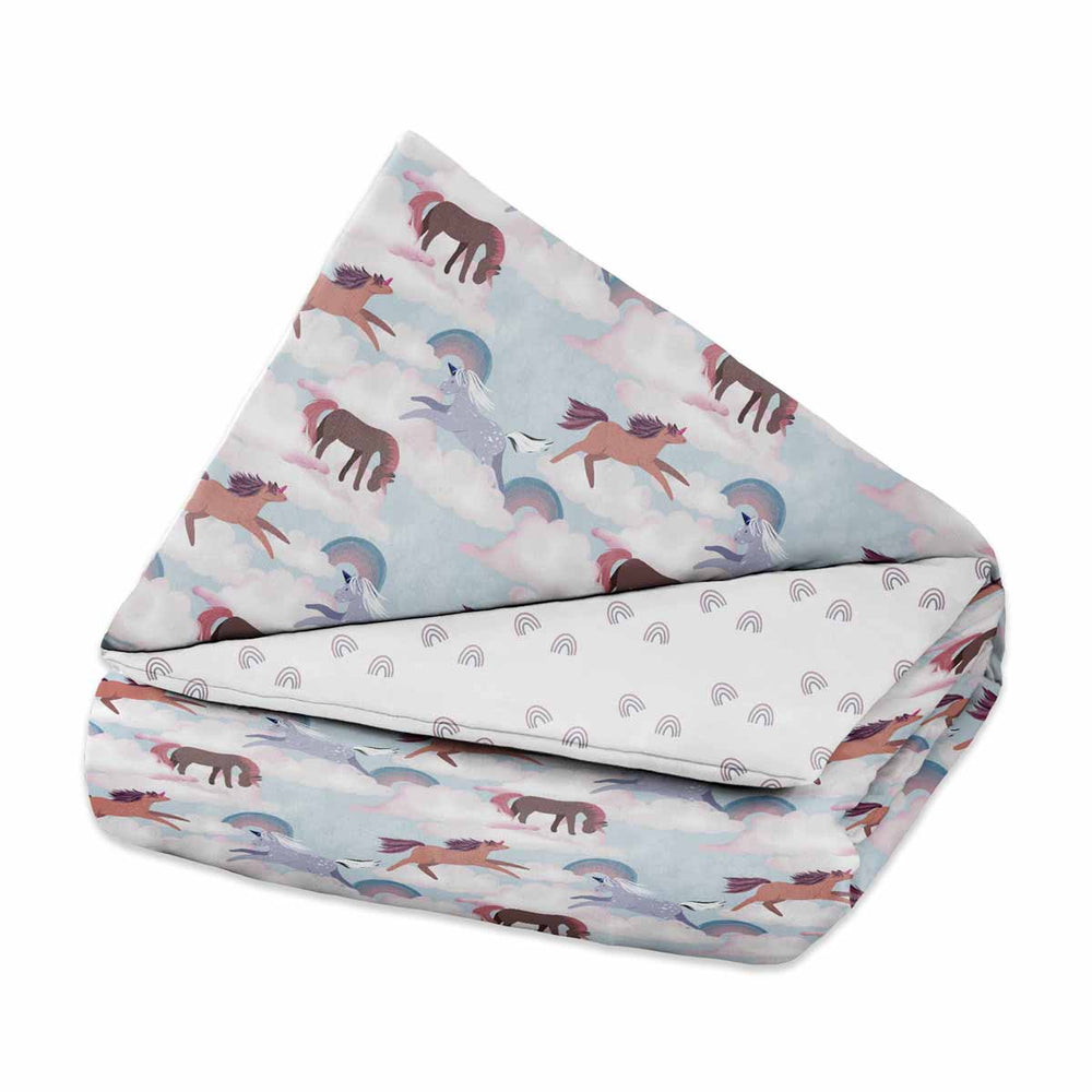 Couverture thérapeutique originale - Couverture pondérée motif chevaux avec housse en coton pour enfants