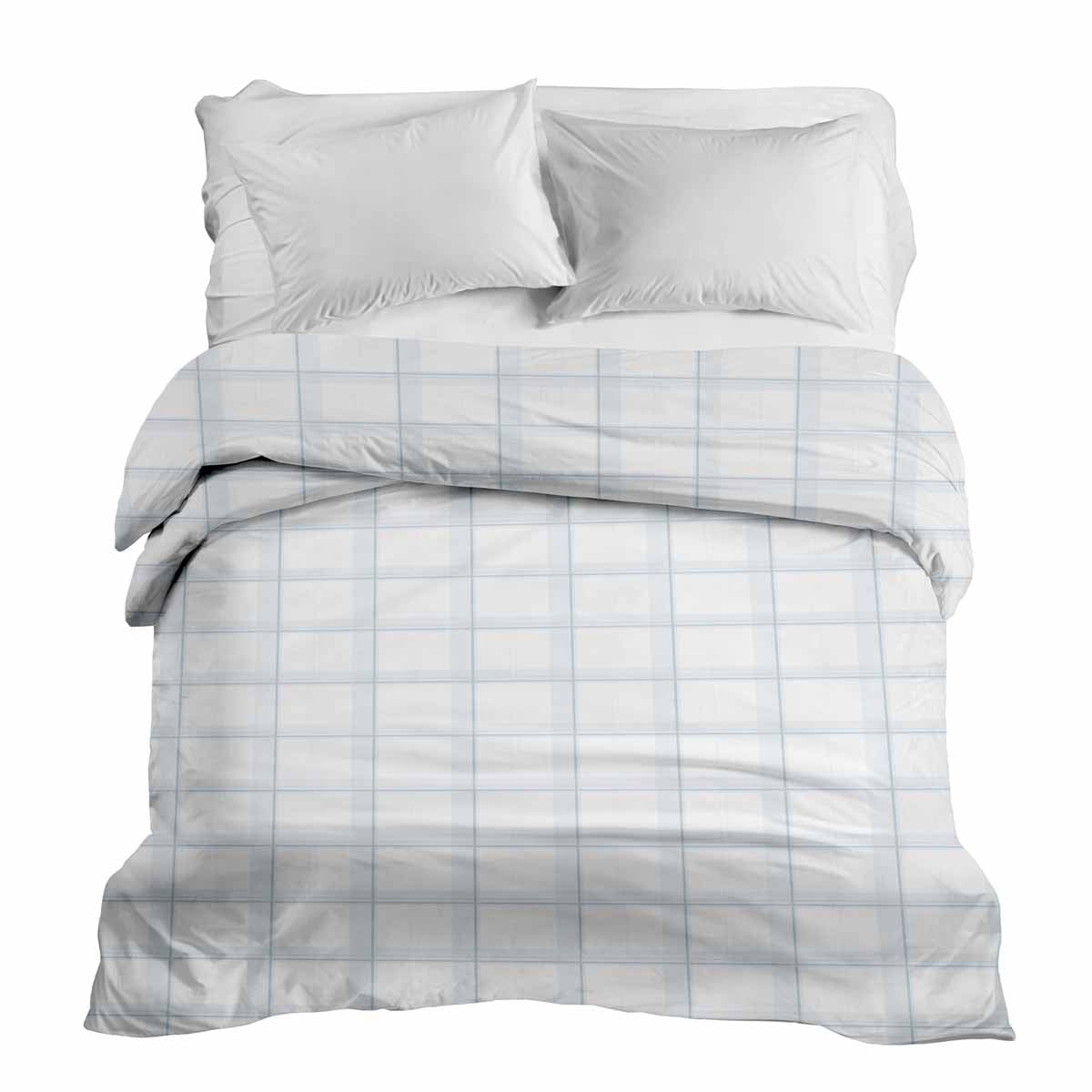 Couverture thérapeutique originale - Housse en coton blanc bleu à carreaux