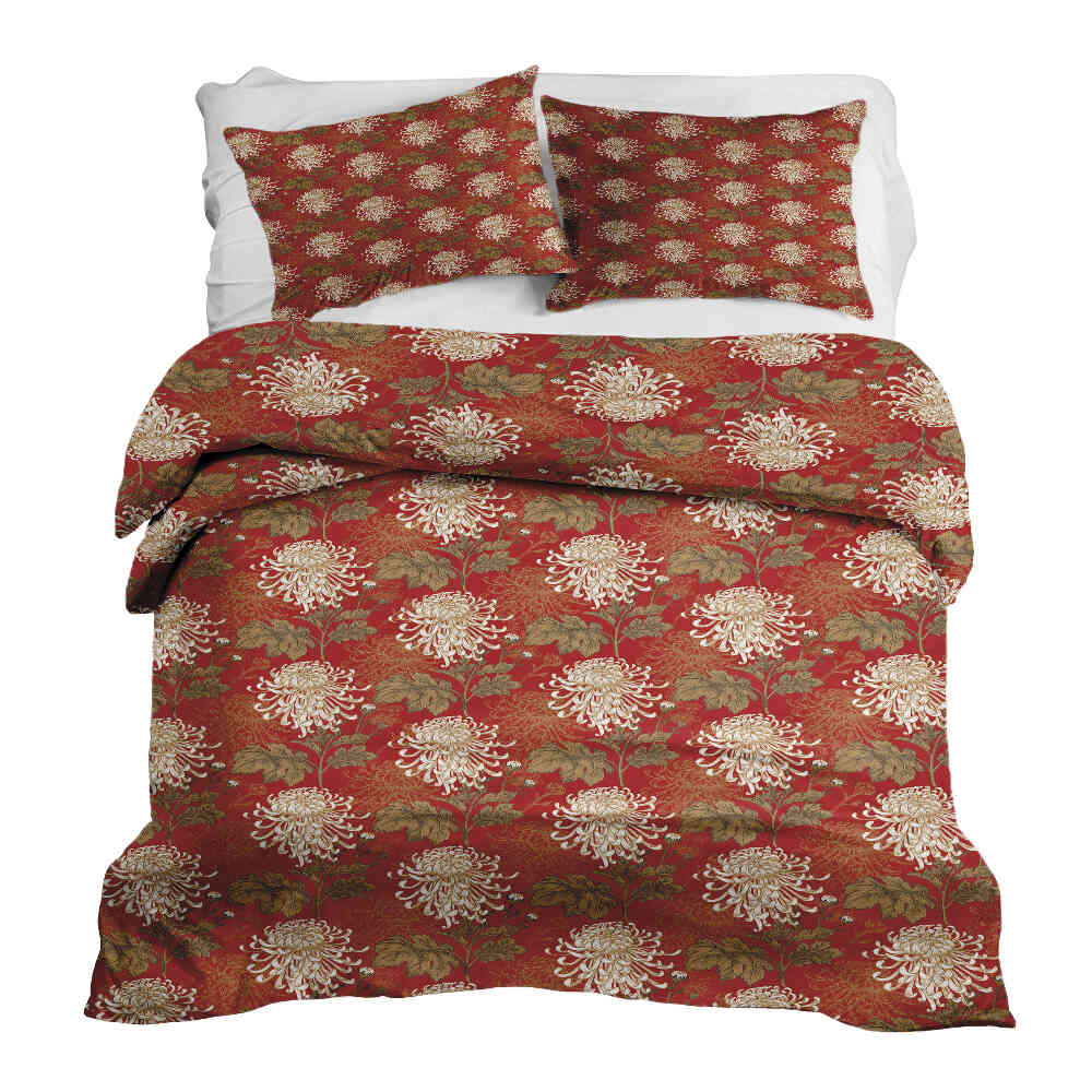 Original Therapiedecke - Ensemble de literie en coton Rouge grande fleur