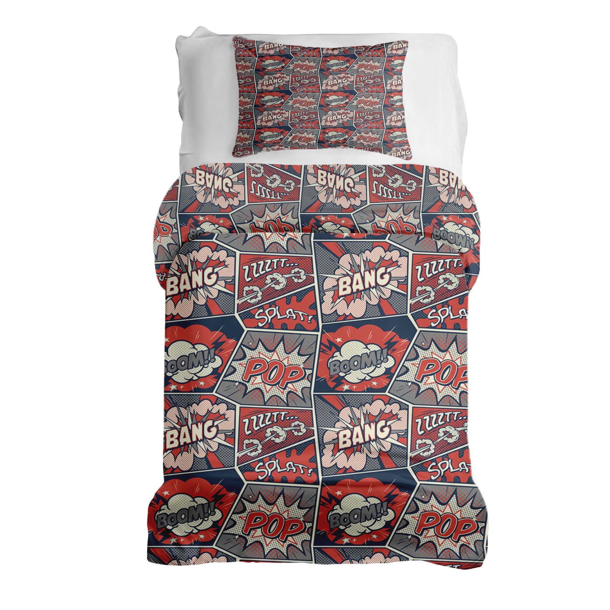 Couverture Thérapeutique Originale TD - Ensemble de Literie en Coton Rouge avec Bande Dessinée