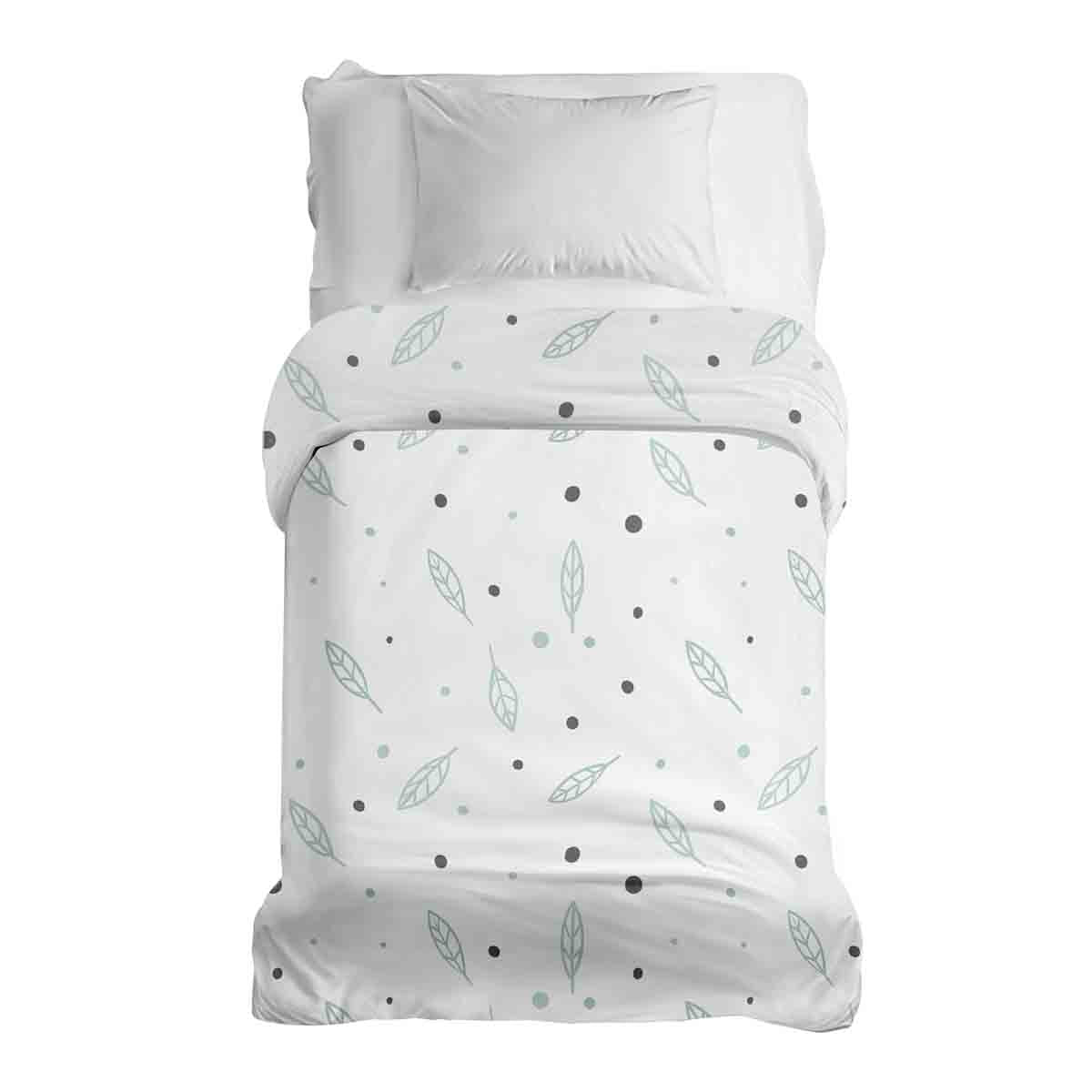 Couverture thérapeutique originale - Housse en coton blanc avec plumes et points