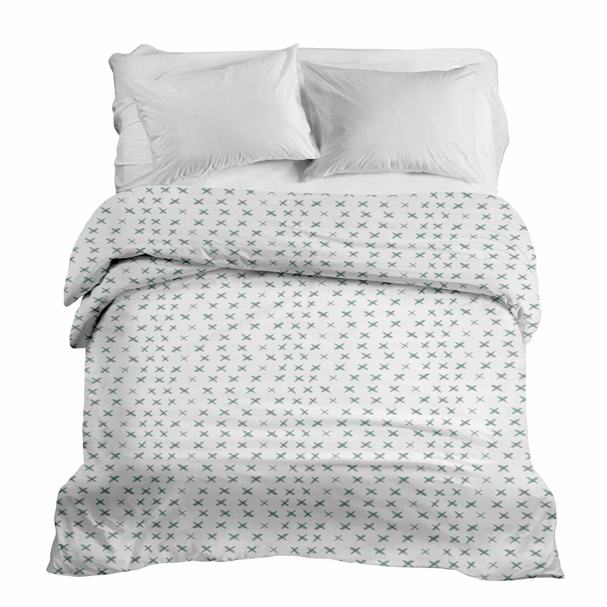 Couverture thérapeutique originale - Housse en coton blanc avec croix vertes