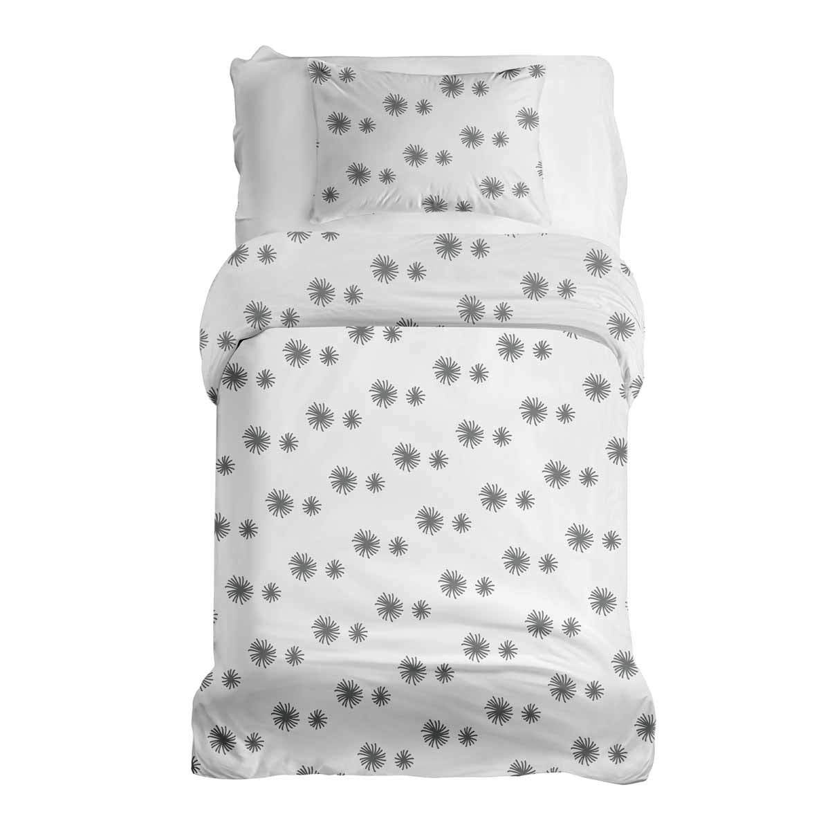 Ensemble de literie avec couverture thérapeutique blanc avec pompons gris