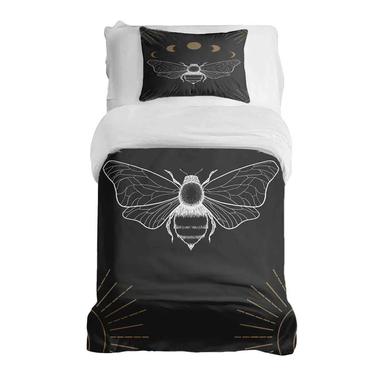 Original Therapiedecke - Ensemble de literie en coton Noir avec Papillon de Nuit