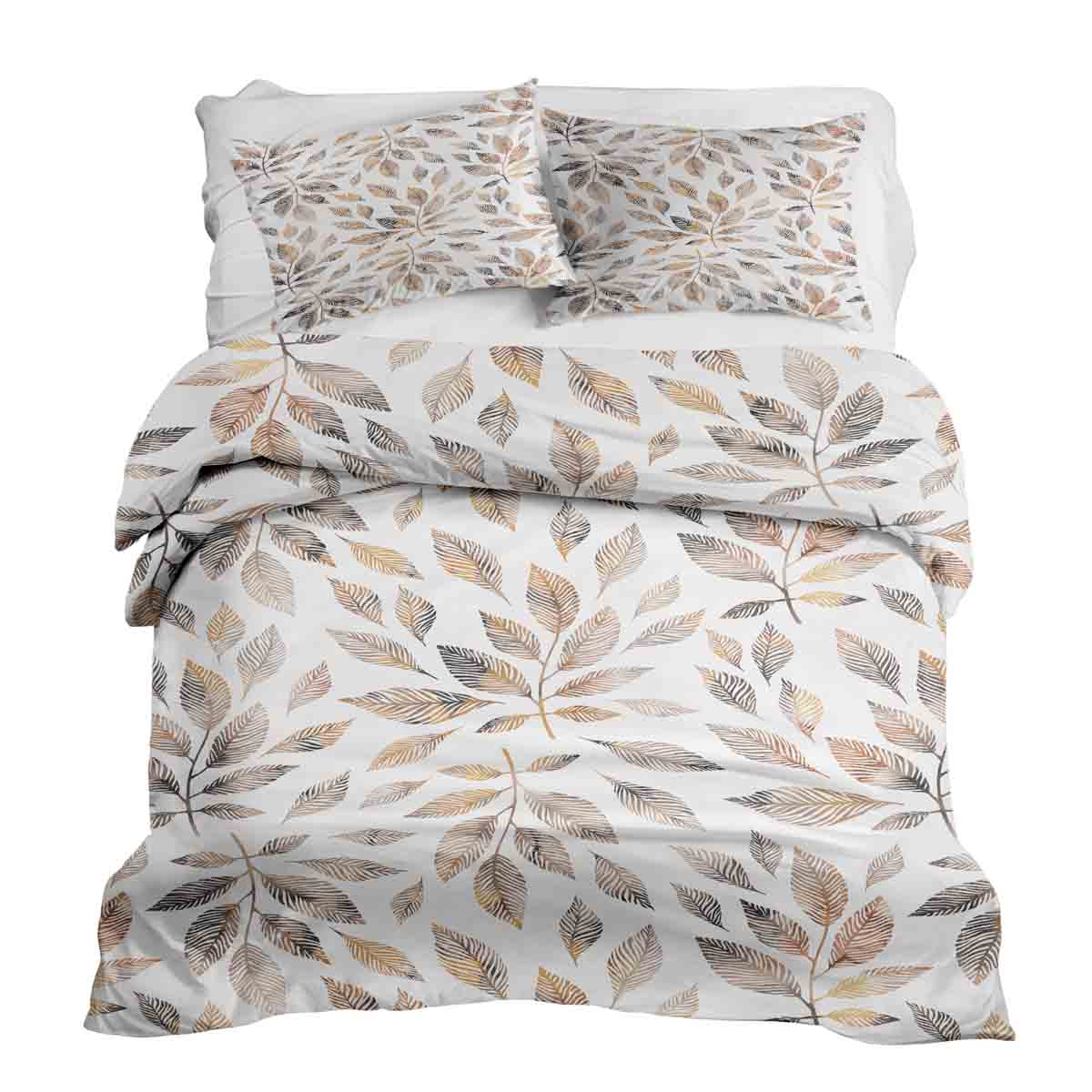 Ensemble de literie avec couverture thérapeutique blanc avec branches brun clair