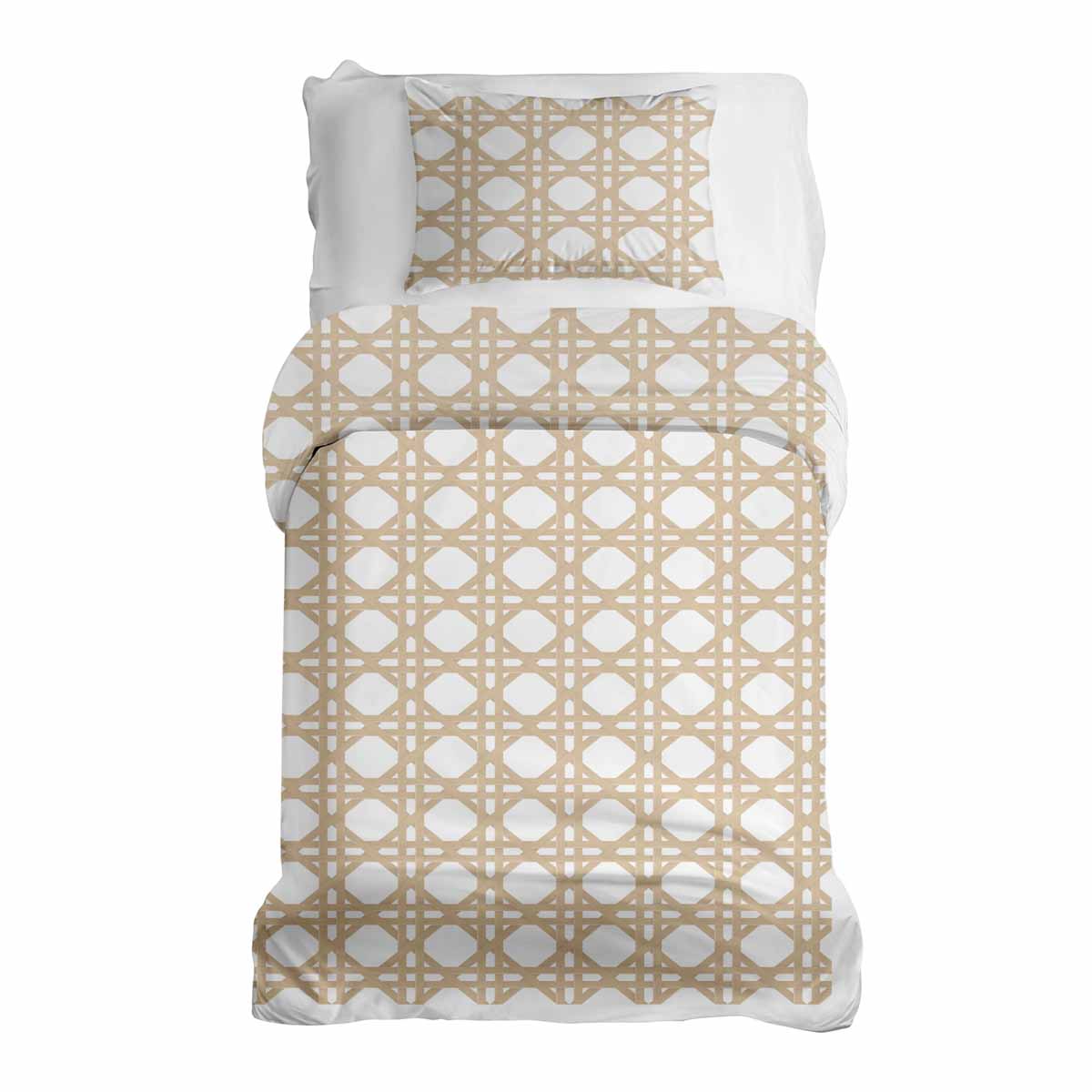 Ensemble de literie avec couverture thérapeutique blanc avec cercles beige