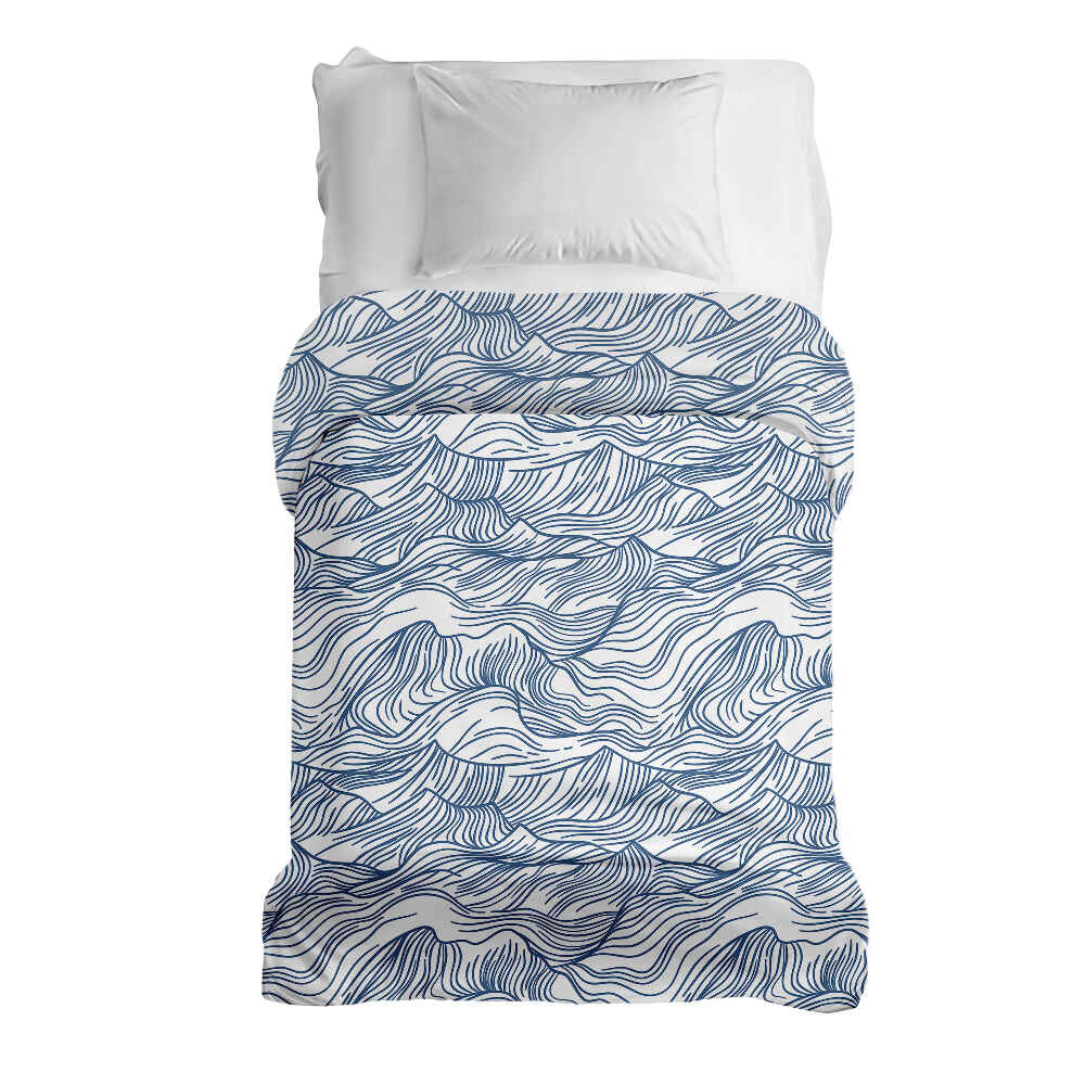 Couverture thérapeutique originale - Housse en coton vagues en bleu